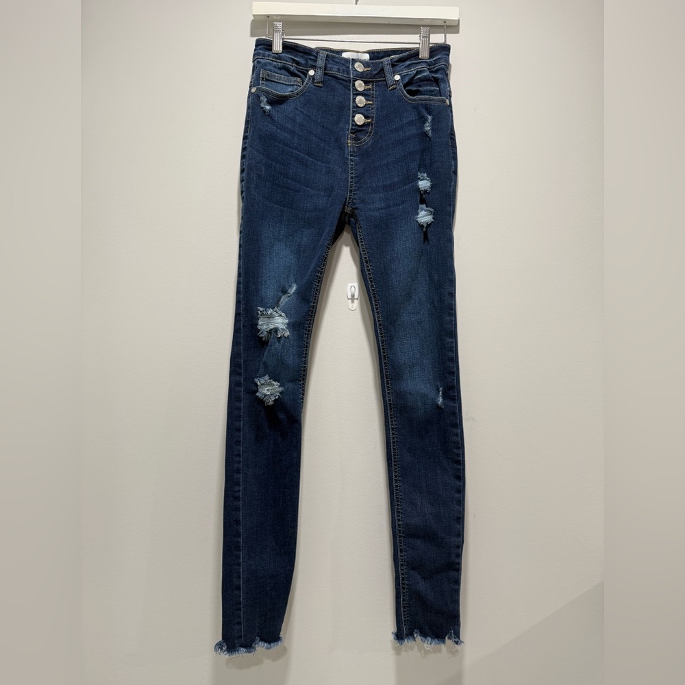 William Rast Distressed Highrise Dark Wash Stretch Jeans Size 27